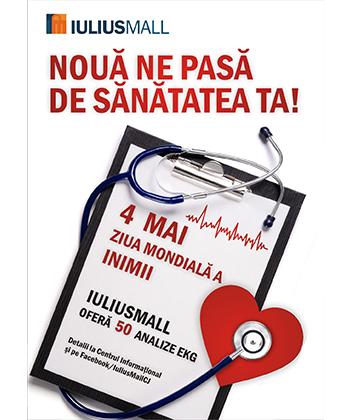 Iulius Mall oferă 50 de analize gratuite de EKG cu ocazia Zilei Mondiale a Inimii, marcată pe 4 mai